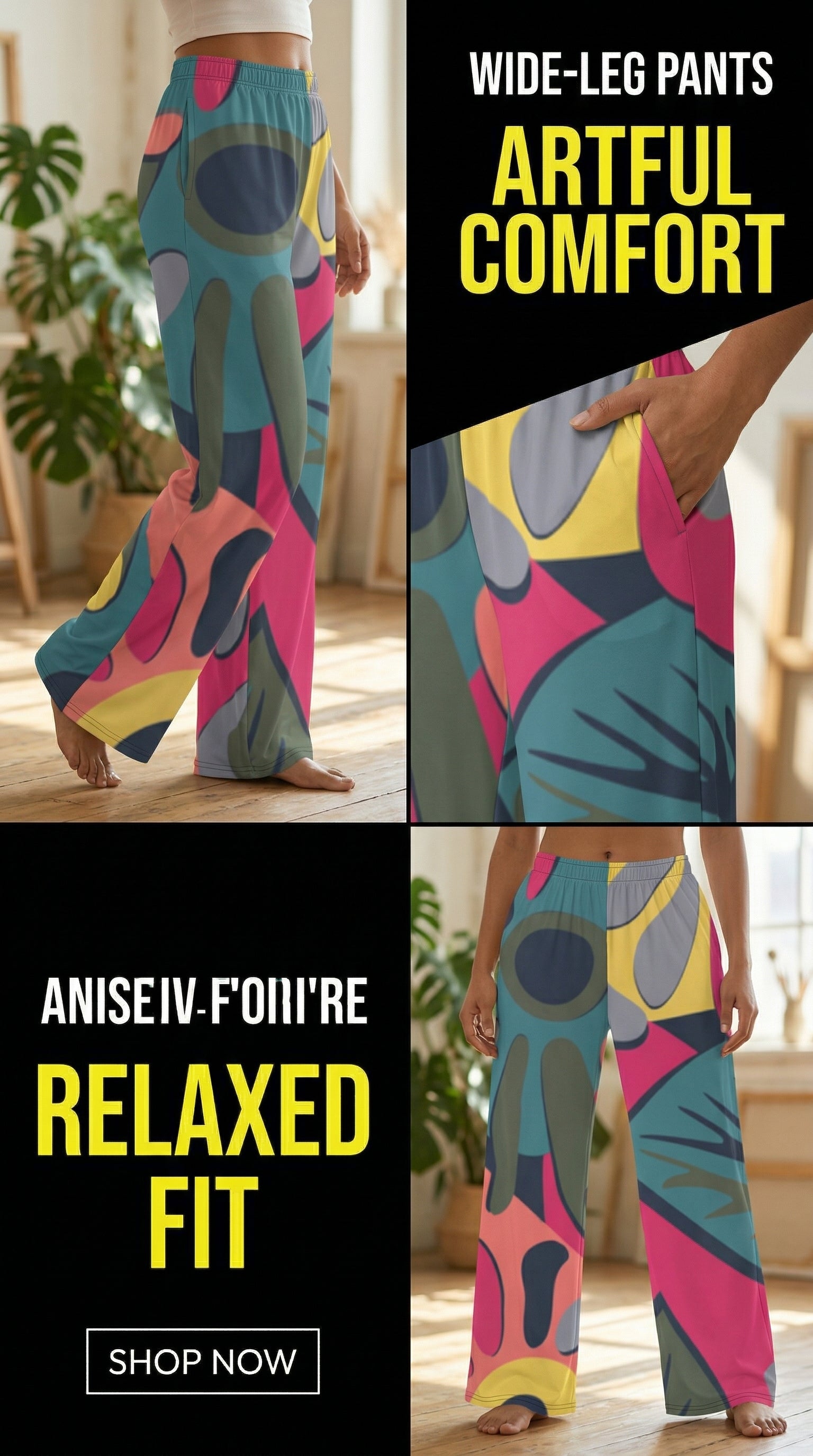 All-over print unisex wide-leg pants